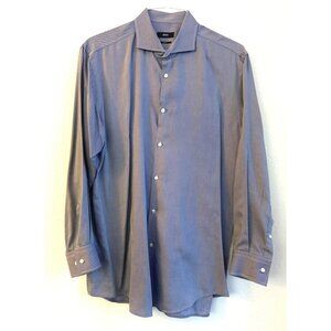 Hugo Boss Slim Fit Blue White Pinstripe Button Down Dress Shirt